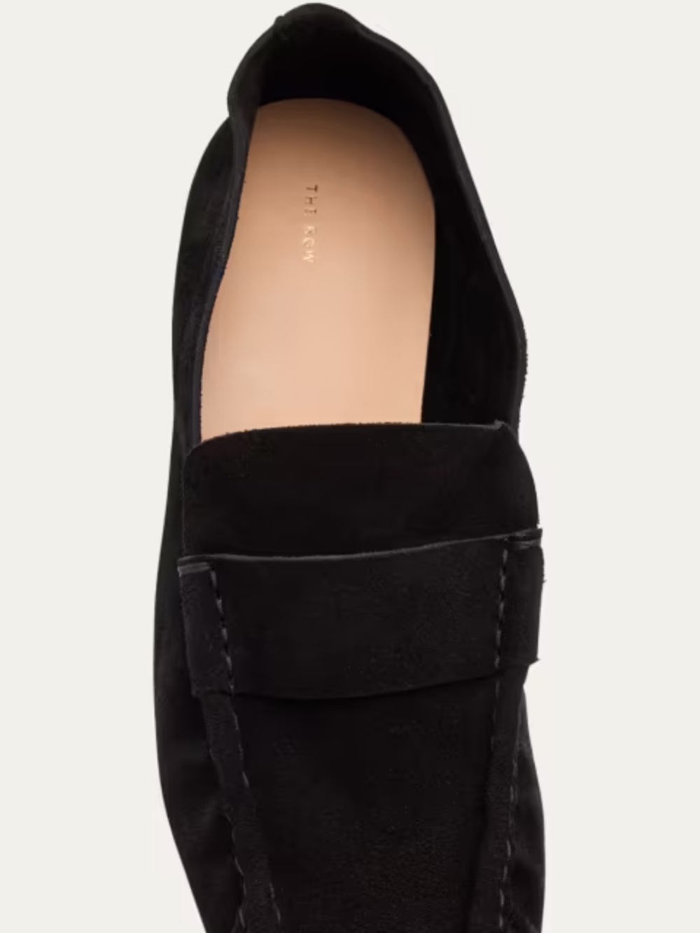The Row Black Calf Suede Penny Loafers